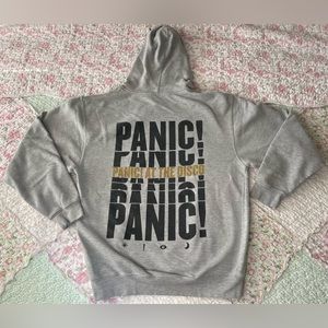 PANIC AT THE DISCO Hoodie Adult Large Gray Spellout Graphic Hoodie